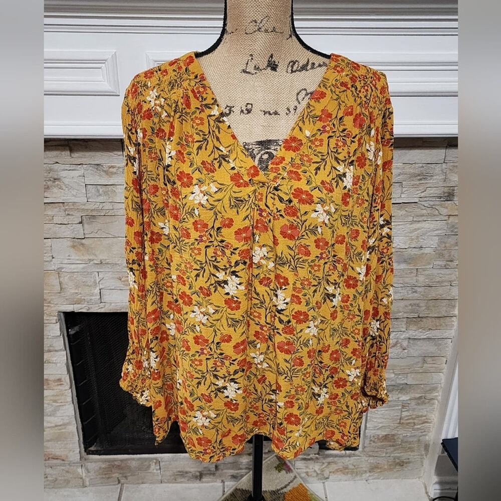 Jones New York orange and red floral boho blouse plus size 3X New!!!‎